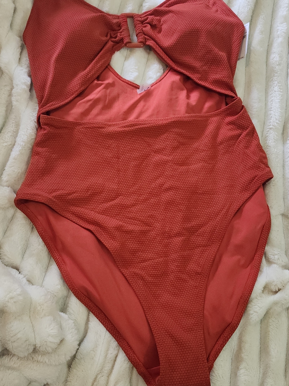 Old Navy Red Textured Cutout One-Piece Swimsuit